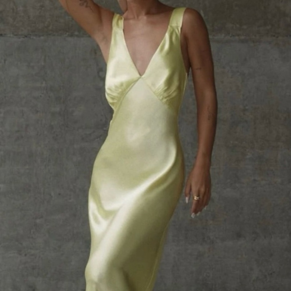 Rumored Meringue Satin Maxi Dress